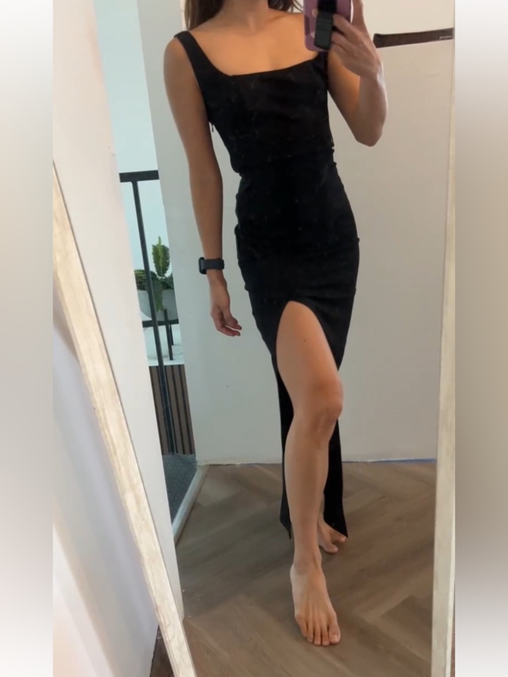 New ❤️ XS Socialite Black Sleeveless Maxi Dress with Front Slit